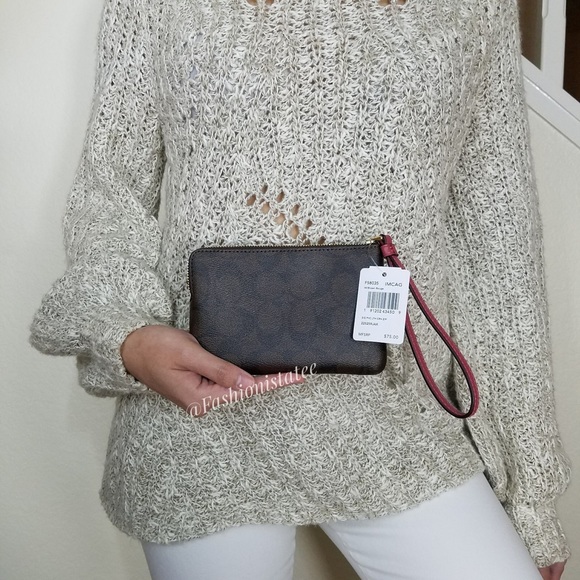 NWT COACH SIGNATURE WRISLET IN BROWN AND ROUGE - Picture 2 of 5